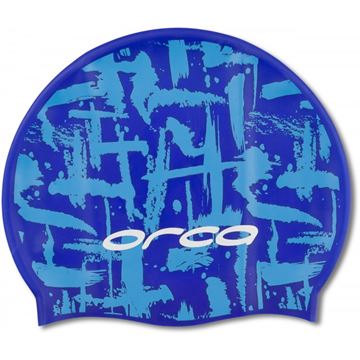 Picture of ORCA SILICONE SWIMCAP W/PRINT BL